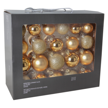 Christmas Goods kerstballen mix glas 42 stuks goud