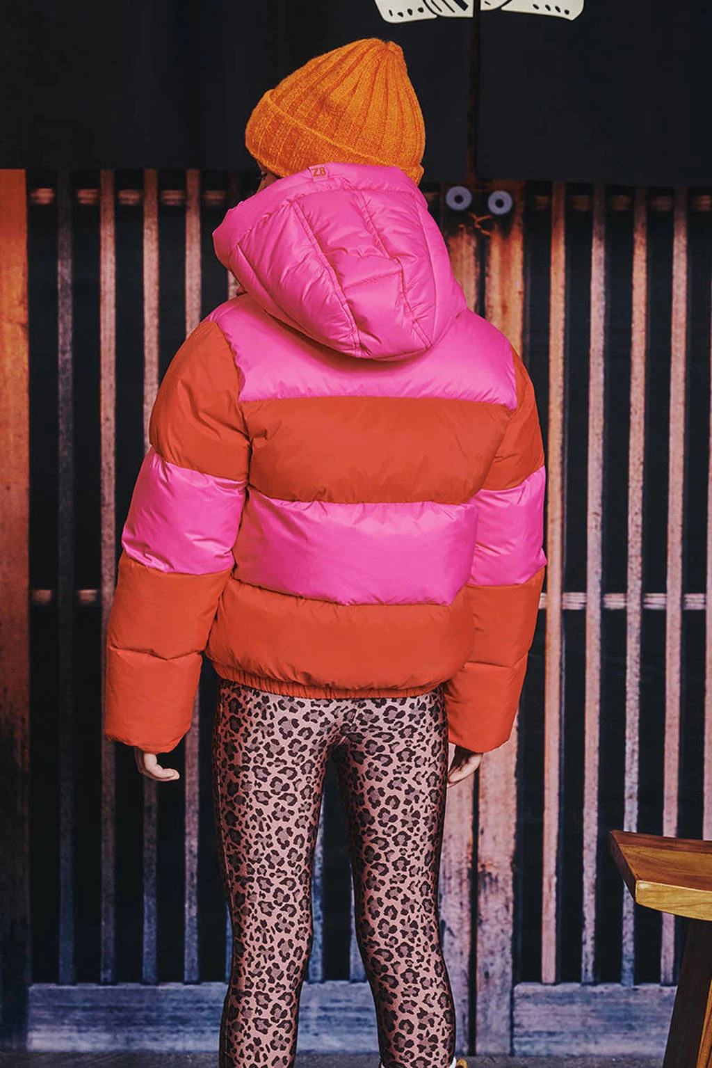 Z8 kids gewatteerde winterjas Jayda roze/oranje