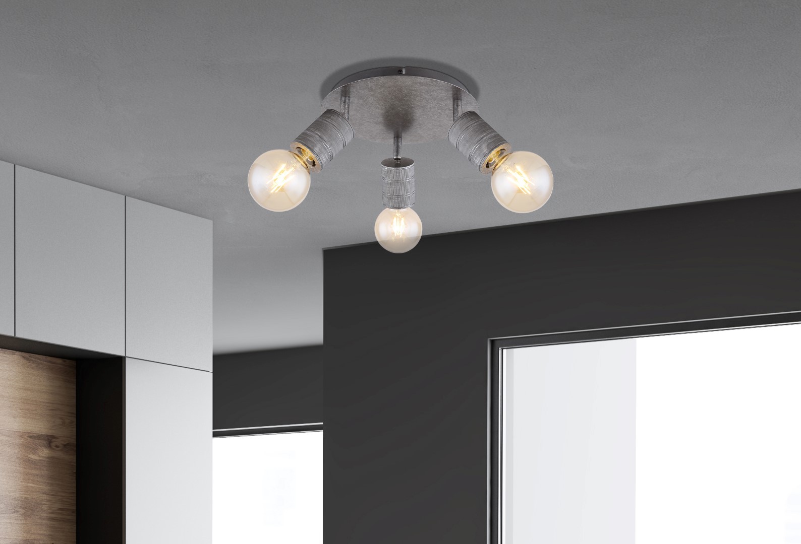 Deckenstrahler - silber - gerillt - 3-flammig