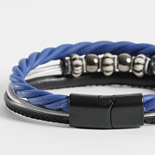 Bracelet Noir Bleu Argenté