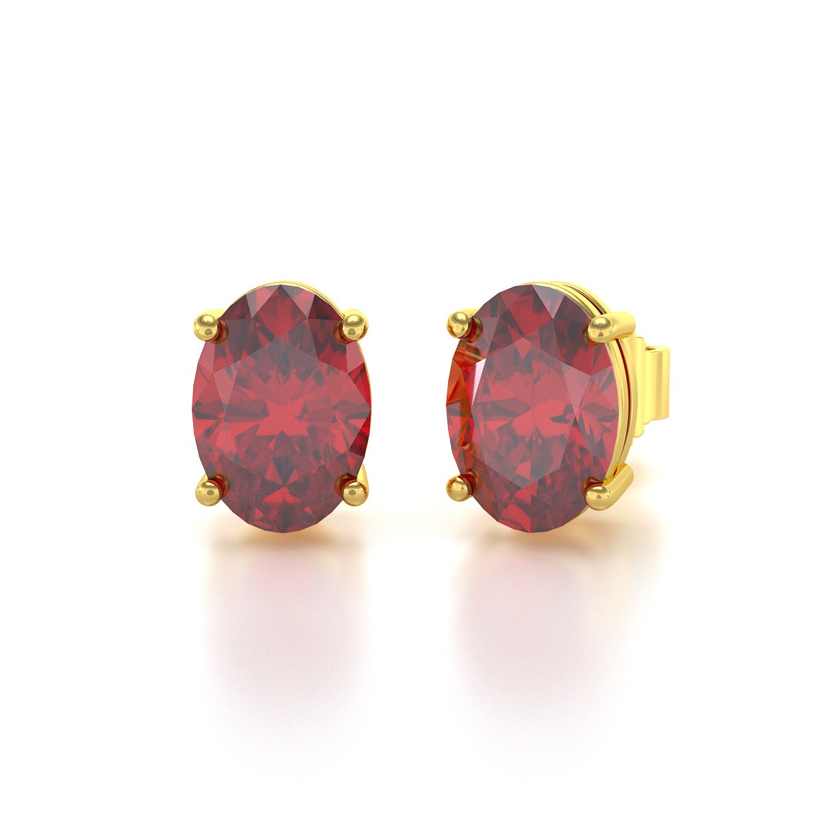 Boucles d'oreilles ADEN Or 585 Jaune et Rubis forme Ovale 1.6grs