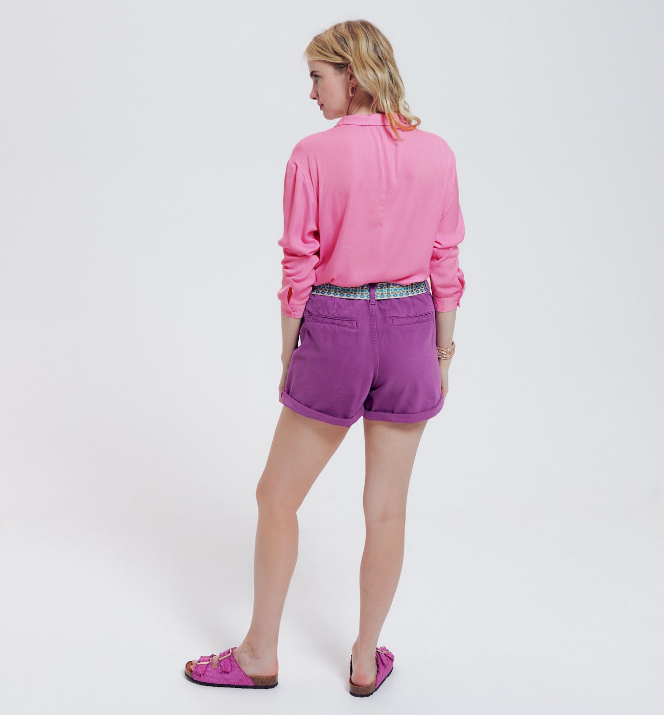 Chemise oversize en satin - Rose