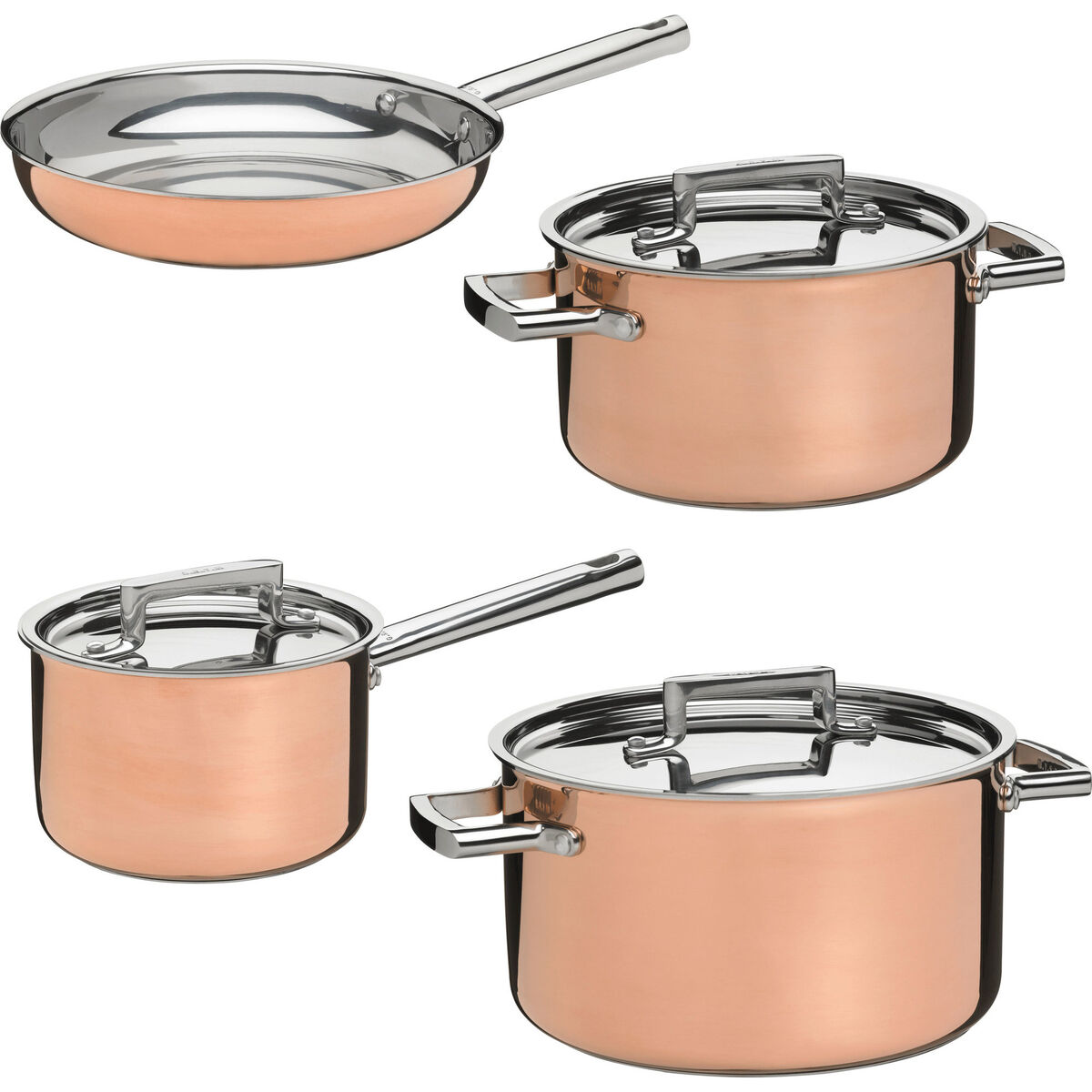Kobber Grytesett 4 deler