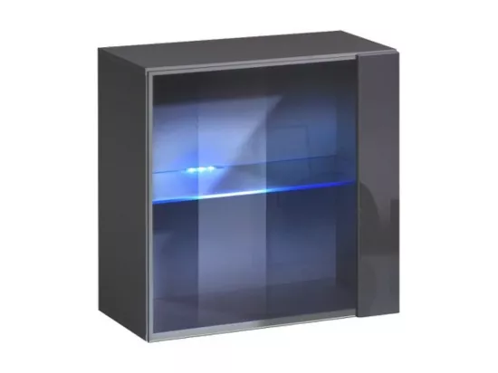 Vitrine carrée suspendue – Gris – Collection SWITCH – Porte vitrée et LED inclus – Design moderne