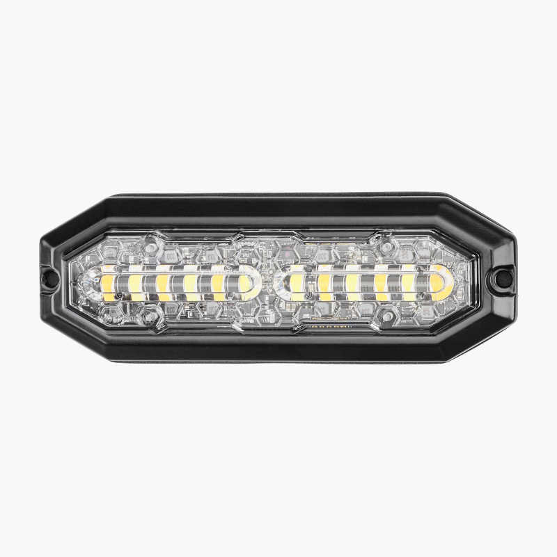 Blitslys med 6 + 6 stk. LED, oransje + hvit