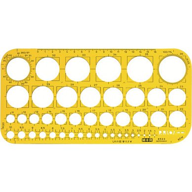 Normographe 1-36 mm, jaune transparent