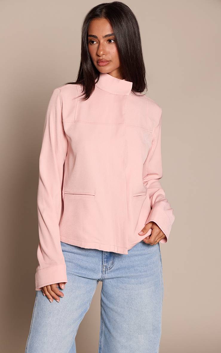Rose Bébé Veste Ajustée Col Cheminée Petite