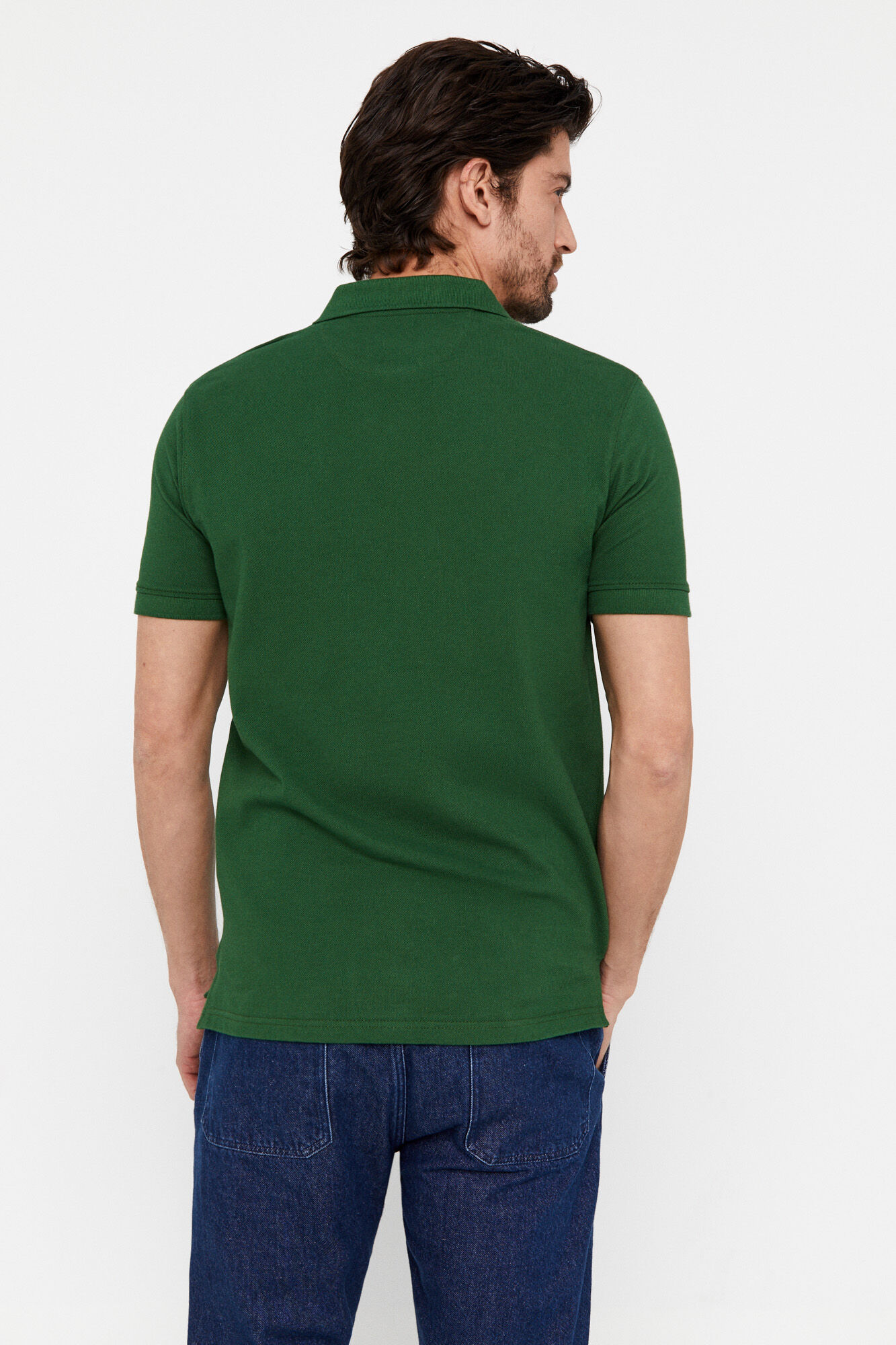 Camisa polo básica slim piqué - Verde