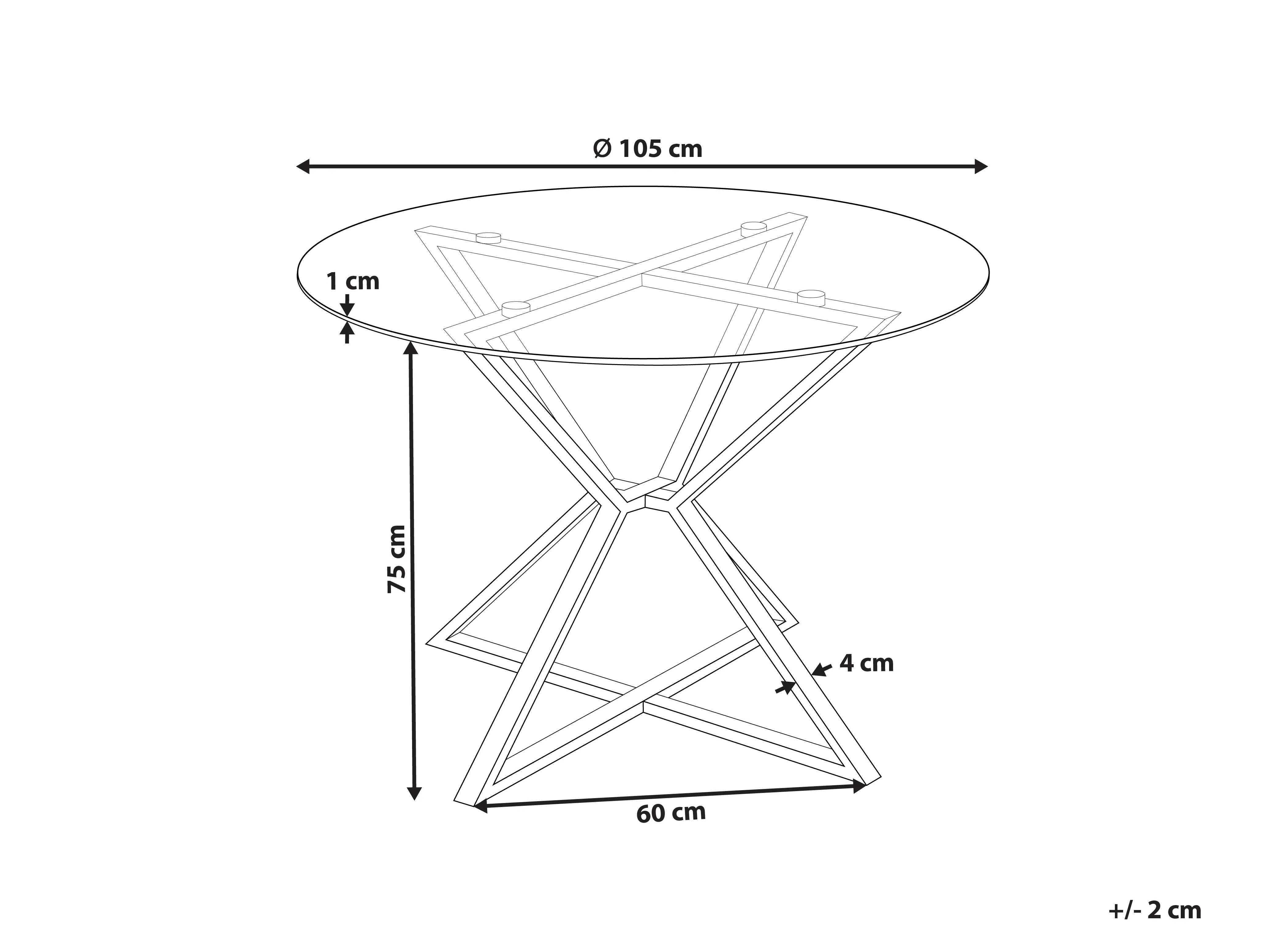 Eettafel BOSCO Zilver 105 cm Veiligheidsglas 105 cm