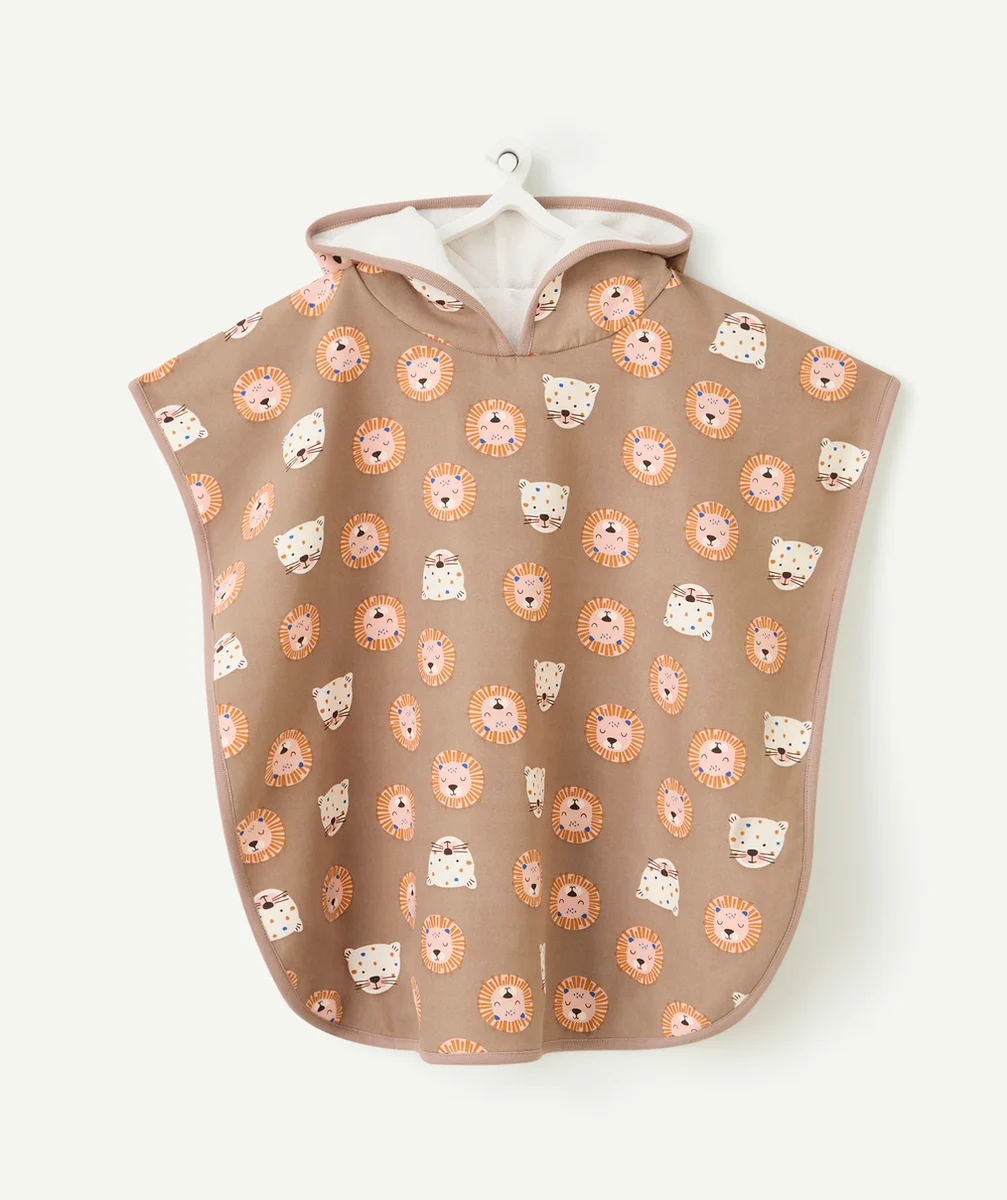 LASSIGSERVIETTE PONCHO BÉBÉ FILLE ANTI-UV MARRON IMPRIMÉ CHAT