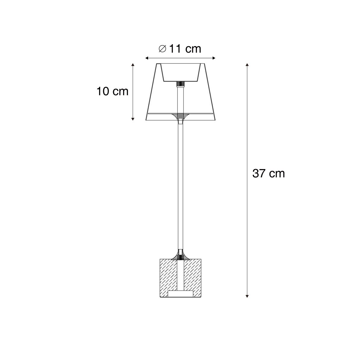 Moderne tafellamp donker brons 37cm incl. LED dimbaar IP54 oplaadbaar - Topi