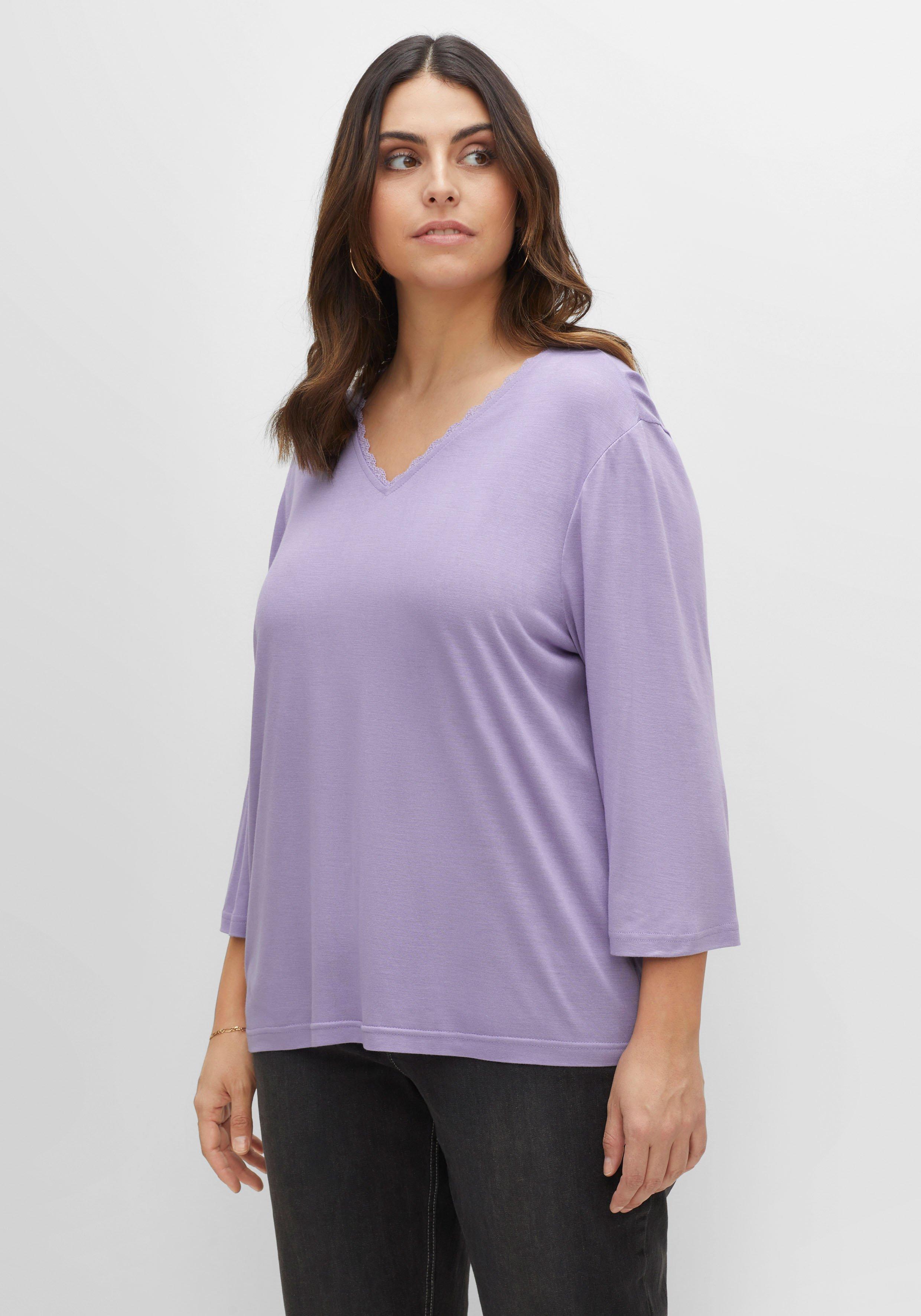 Shirt mit 3/4-Arm und Spitze am Ausschnitt