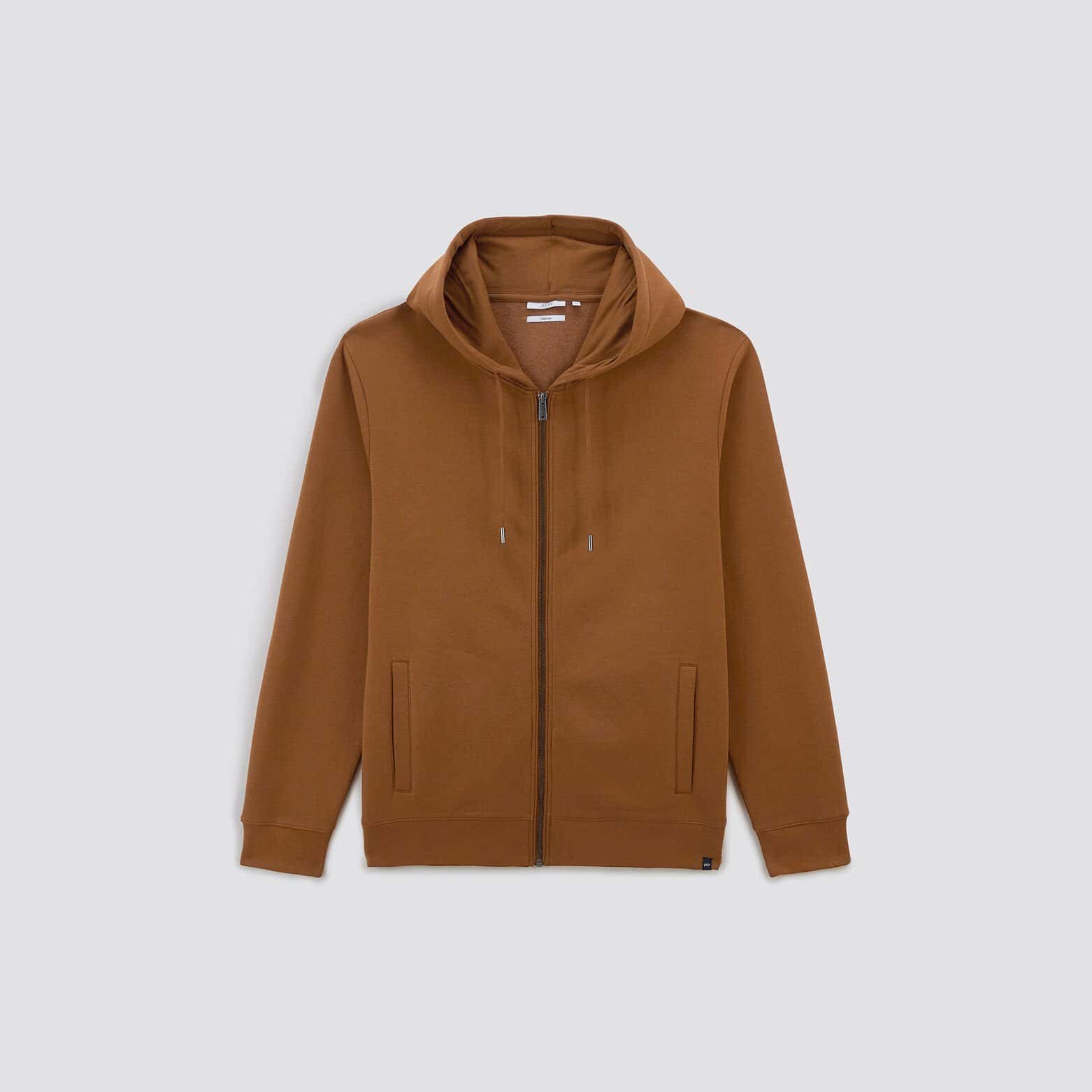 Sweat à capuche zippé Camel