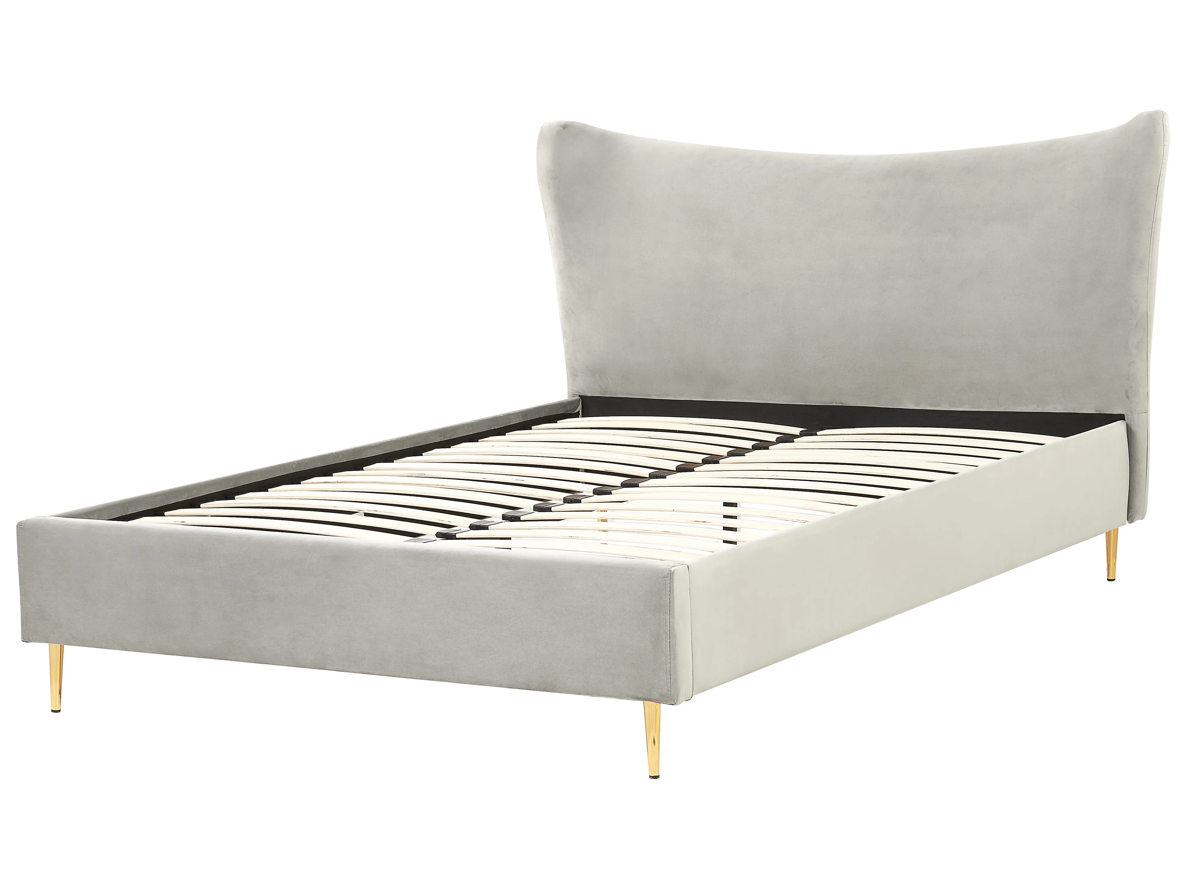 Bed Fluweel CHALEIX 160 x 200 cm Lichtgrijs