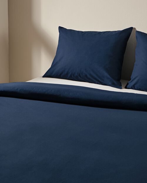 housse de couette en coton doux 200x200/220 bleu foncé