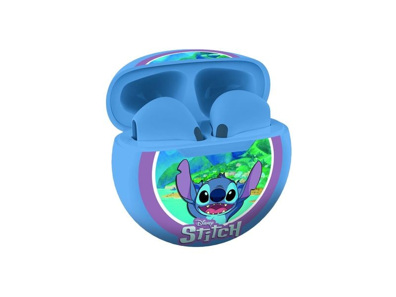 Lexibook Kabellose Bluetooth-Kopfhörer Stitch Blau Disney Kopfhörer mit Ladebox