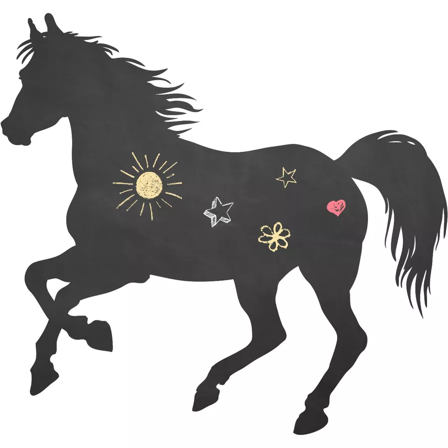 Nikima Wandtattoo 007 Pferd 2 - selbstklebende Tafelfolie Kreidefolie inkl. 3 Stück Kreide schwarz