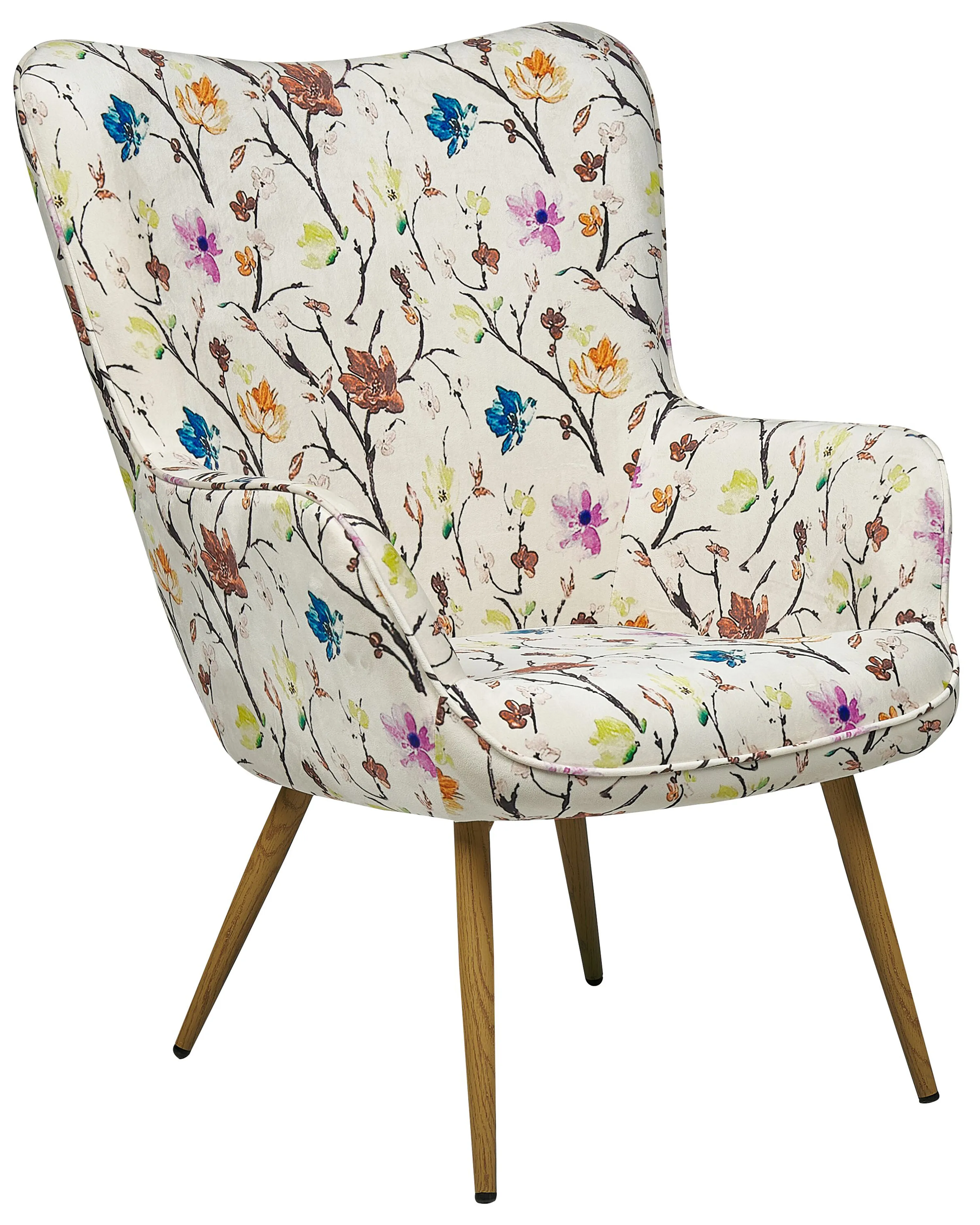 Oorfauteuil VEJLE met voetenbank Stof Lichtbeige