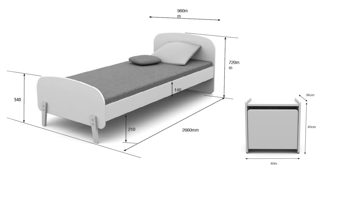 2-teiliges Kinderzimmer-Set KIDDY - mintgrün - 90x200 cm