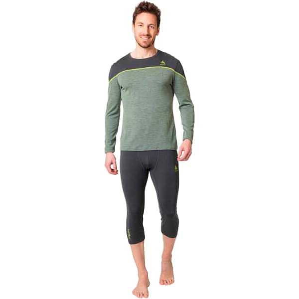 Collant thermique ODLO REVELSTOKE PW 150 BL BOTTOM 3/4 DARK GREY MELANGE/SHARP GREEN