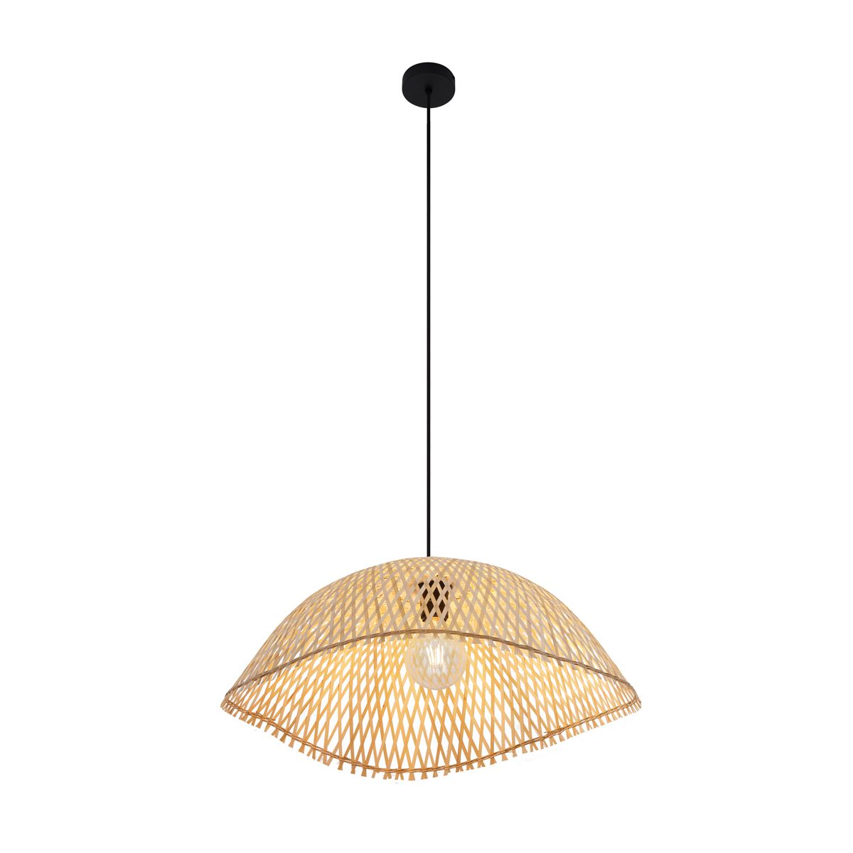 Bohemian hanglamp zwart met bamboe - Lily