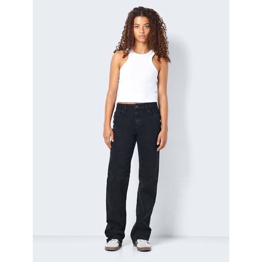 Noisy May Yolanda Wide Jeans, Black Denim, W31/L32