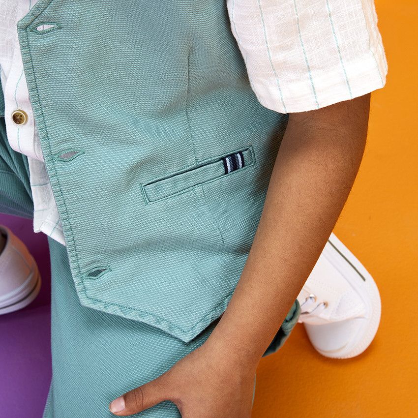 Gilet de cérémonie type serveur pour garçon - Kaki