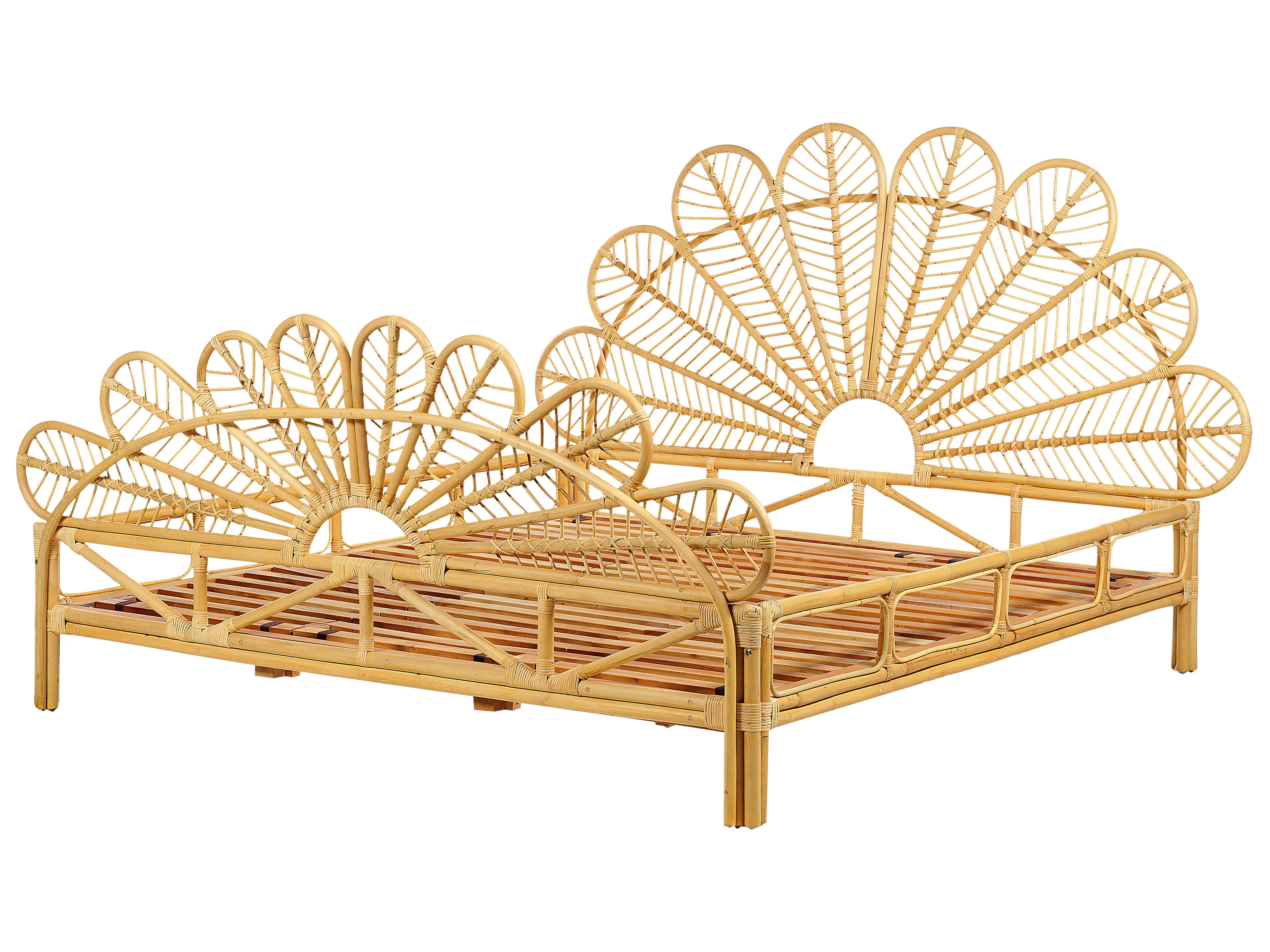 Bed Rotan FLORENTINE 180 x 200 cm Lichtbruin
