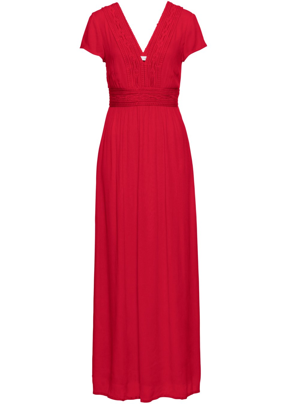 Robe longue estivale à dentelle, taille courte
