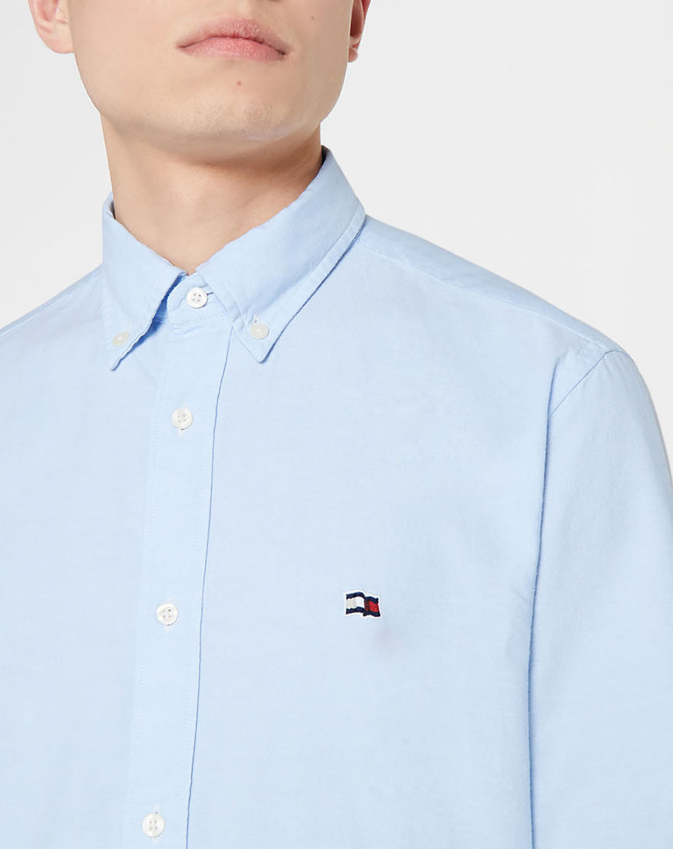 Tommy Hilfiger Chemise 100% Coton Bio slim fit classic oxford bleu ciel