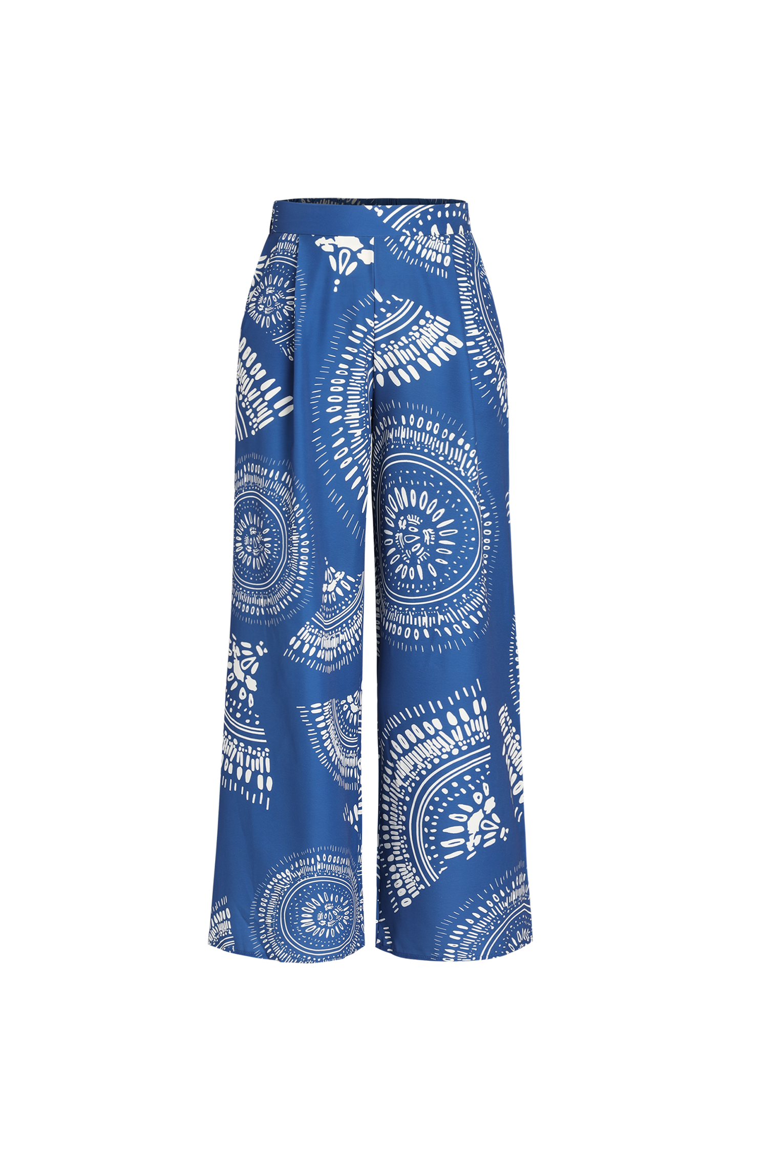 Pantalon taille haute à imprimé orné