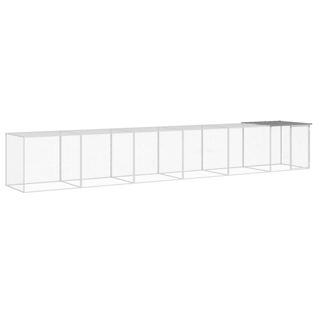 Galinheiro vidaXL com telhado, aço galvanizado, cinza claro, 1003x98x90 cm