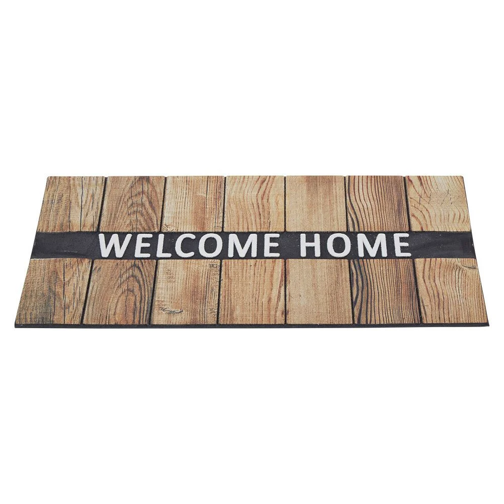 Paillasson grattant antidérapant Welcome Home effet bois 75x45 cm