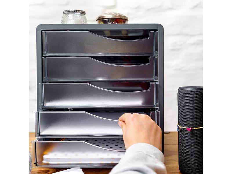 Rotho Schubladenbox Spacebox 5 Grau Aufbewahrungssystem mit 5 Schubladen