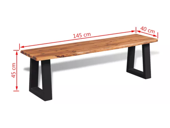 Banc en bois d'acacia massif 145 cm