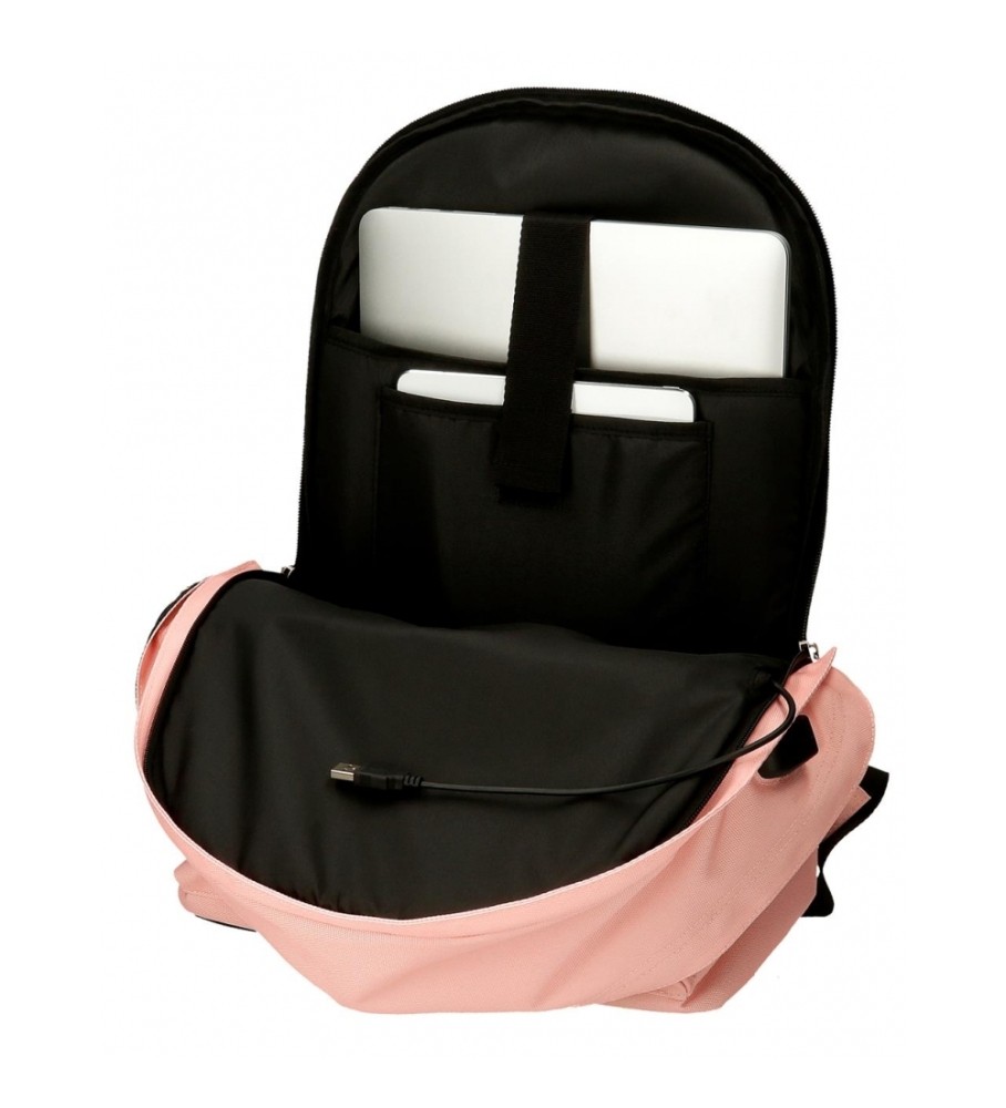 Mochila para computador Pepe Jeans Aris Colorful com dois compartimentos, rosa.