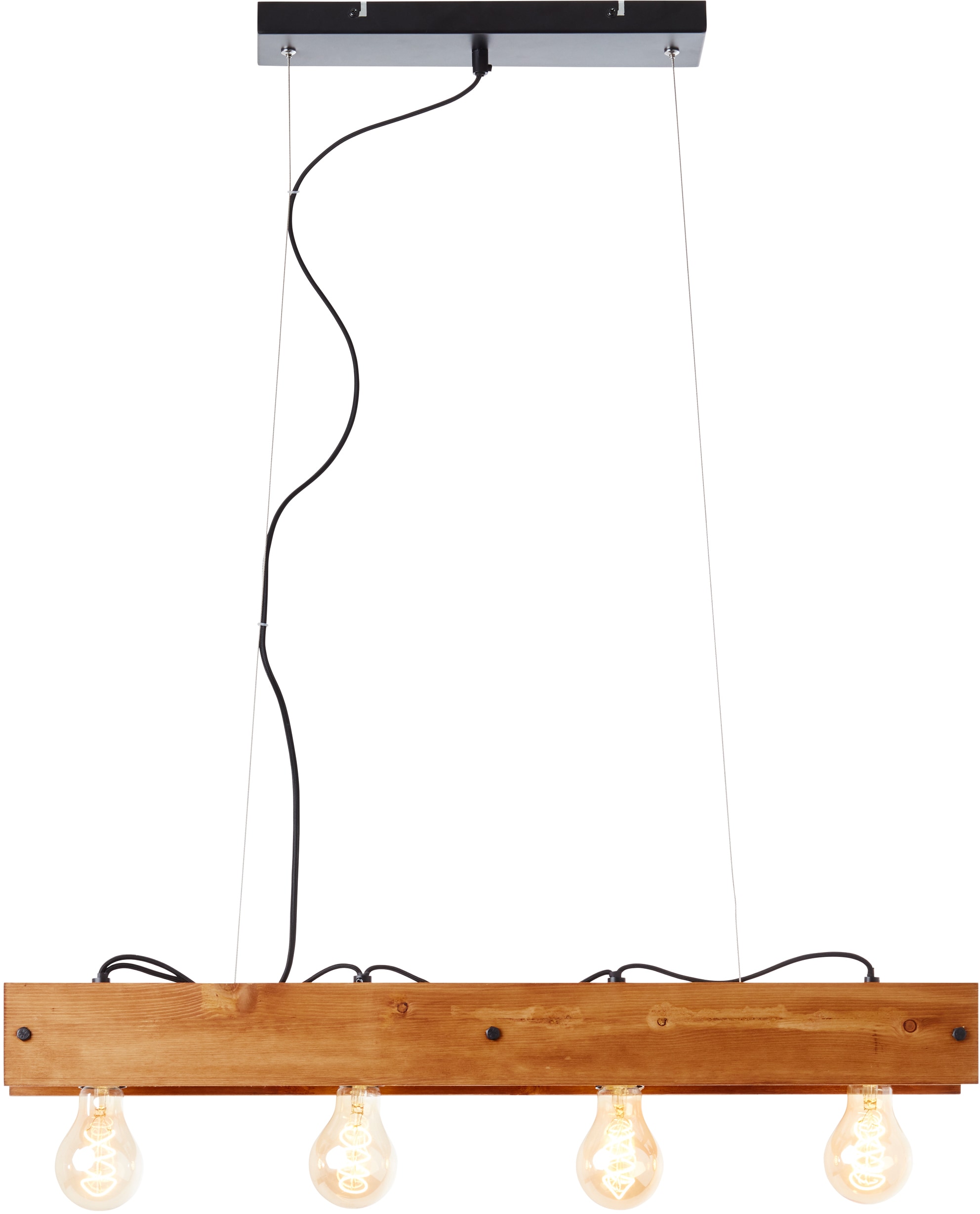 Brilliant Pendelleuchte »Calandra« E27 1 Stk. 150 cm Höhe, 75 cm Breite, 4 x E27, Metall/Holz, schwarz/holz