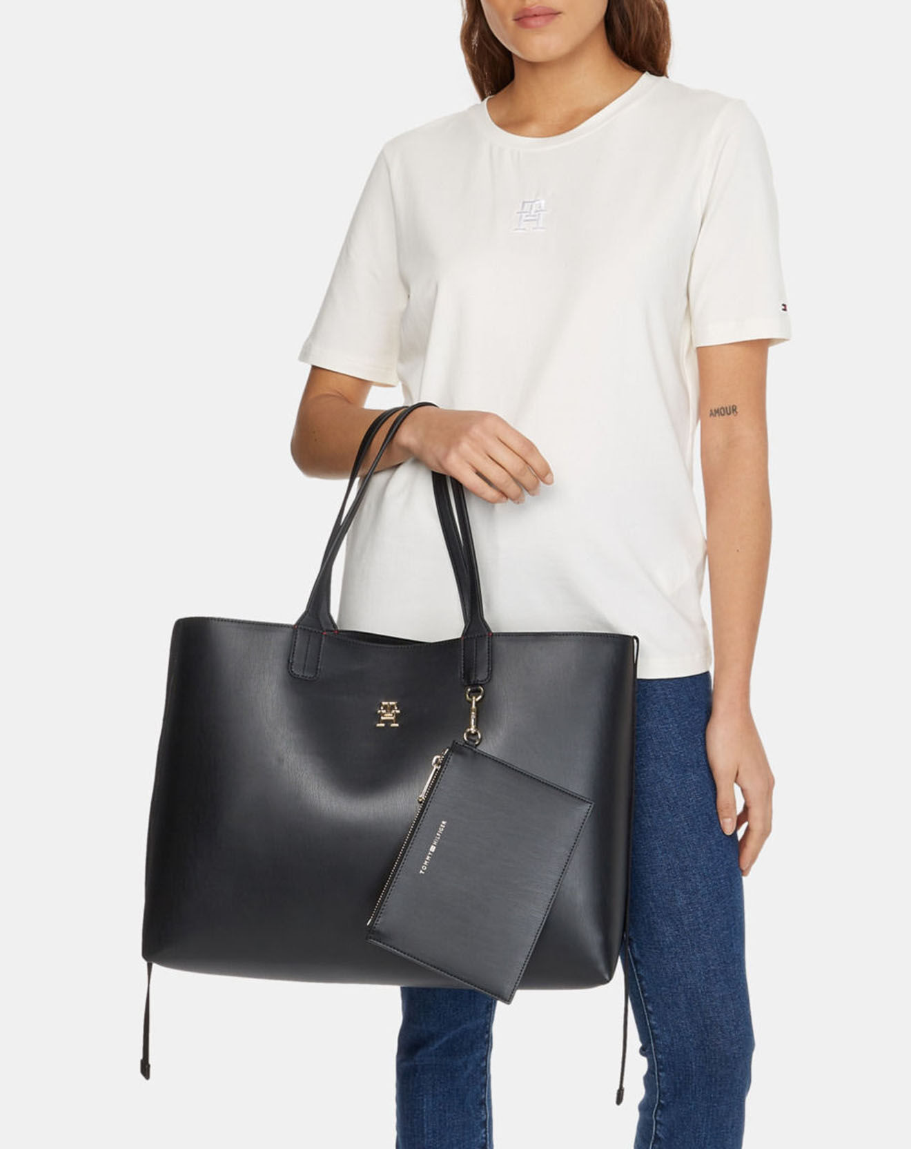 Tommy Hilfiger Sac cabas Iconic noir - 32x50x14 cm