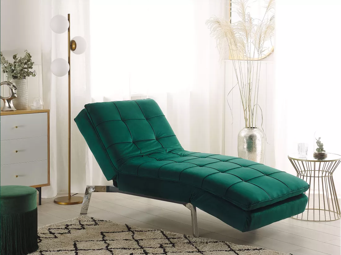Chaise longue réglable vert émeraude LOIRET