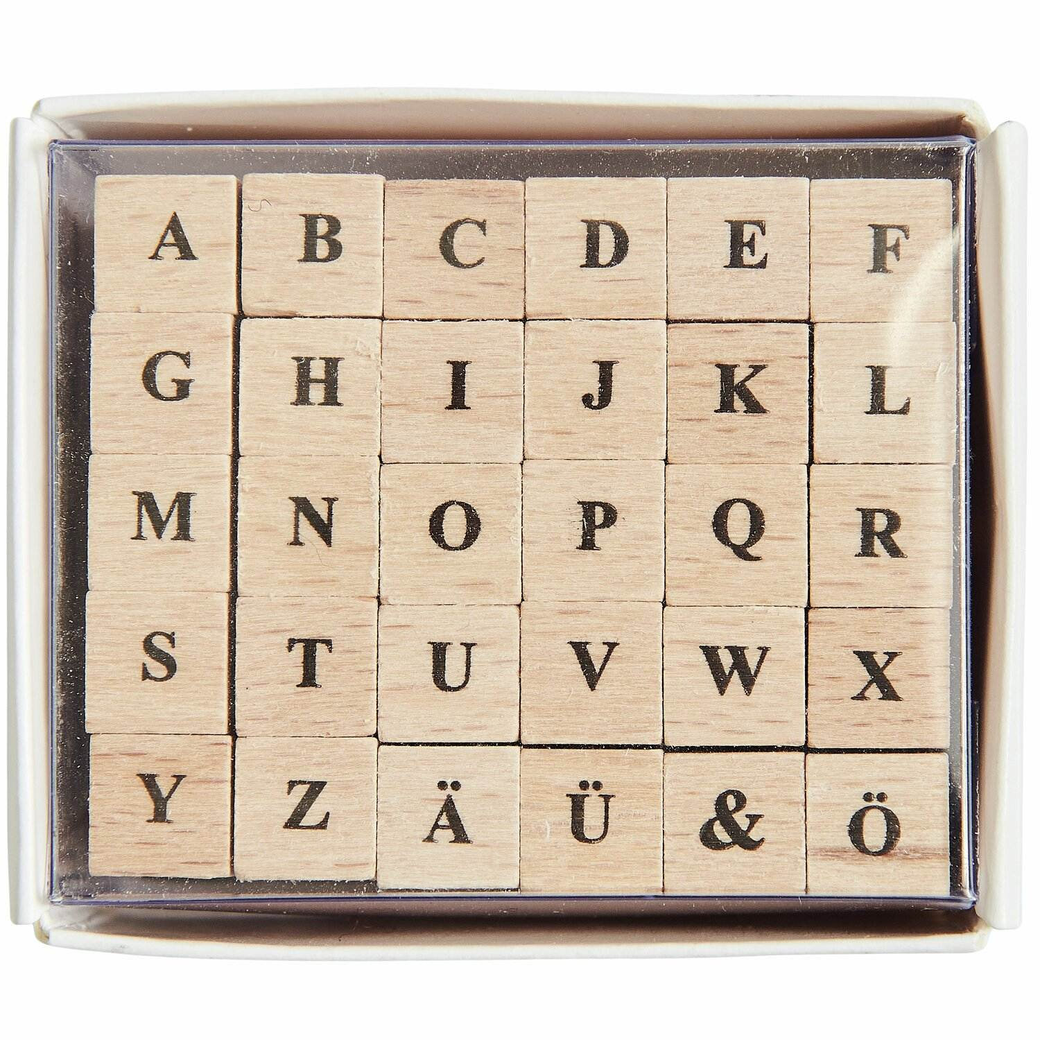 (31-tlg. Set) Holz Stempel Kit DIY Karten / Brief Deko Stempel inkl. Stempelkissen (302363) - Buchstaben A-Z