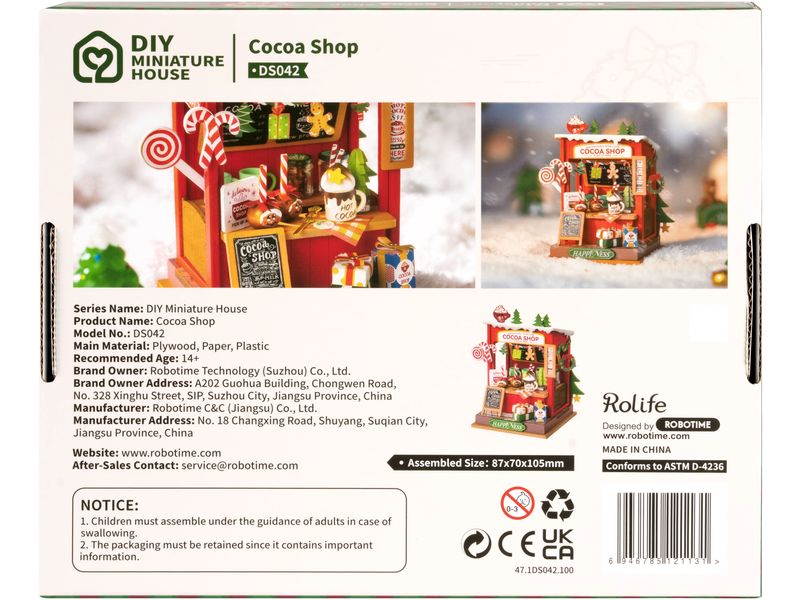 RoboTime Bausatz Cocoa Shop 3D-Puzzle aus lasergeschnittenen Holzteilen