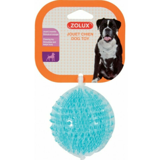Balle avec picots en TPR Bleu pour chien
