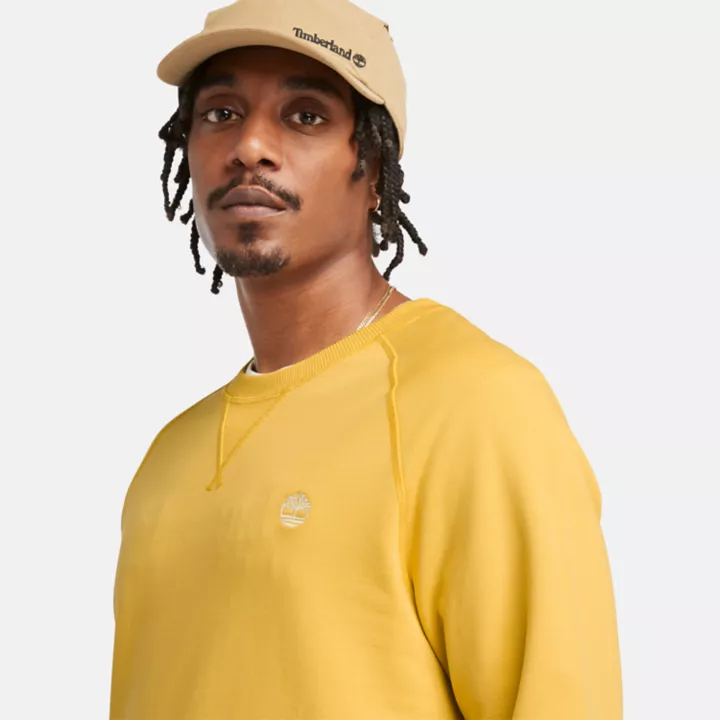 Sweat à col rond et envers bouclé Exeter pour homme en jaune clair