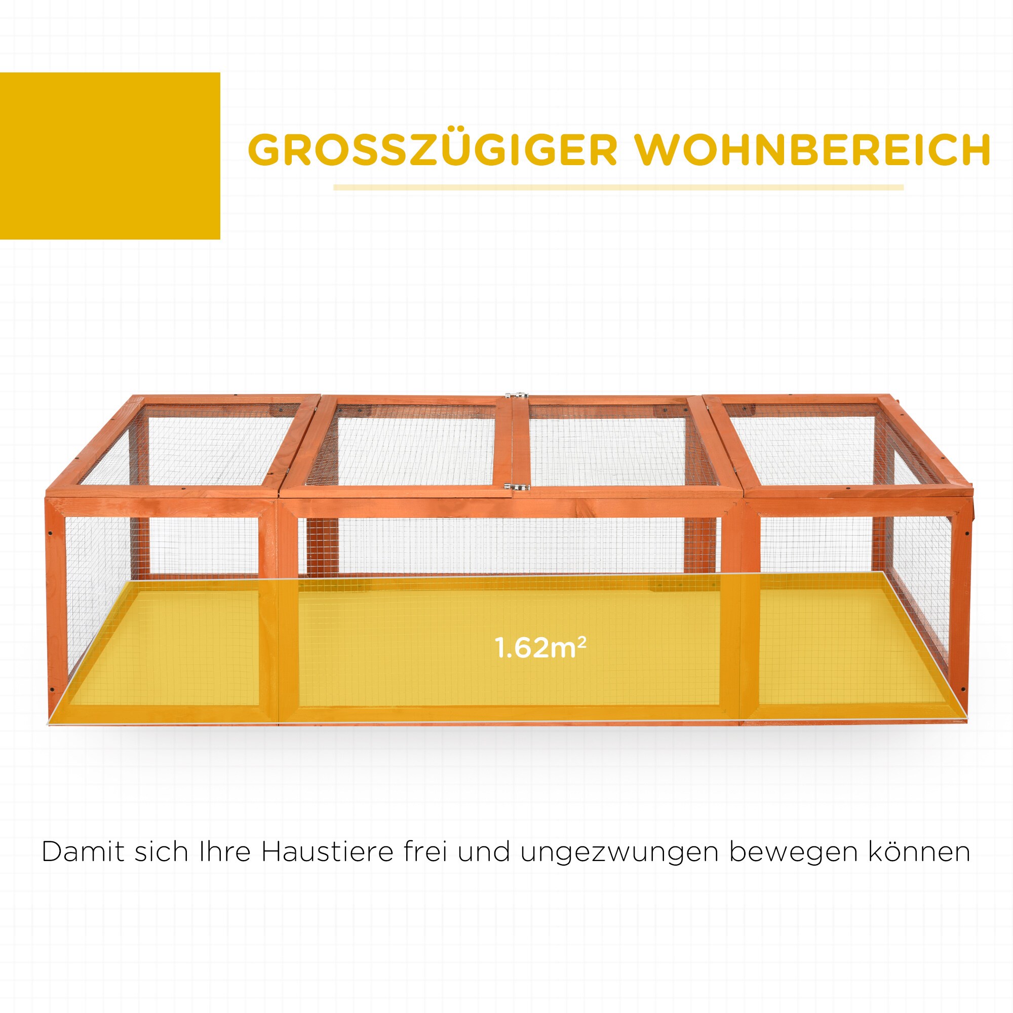 PawHut Freilaufgehege für Zwergkaninchen braun 180 x 90 x 48 cm (LxBxH)