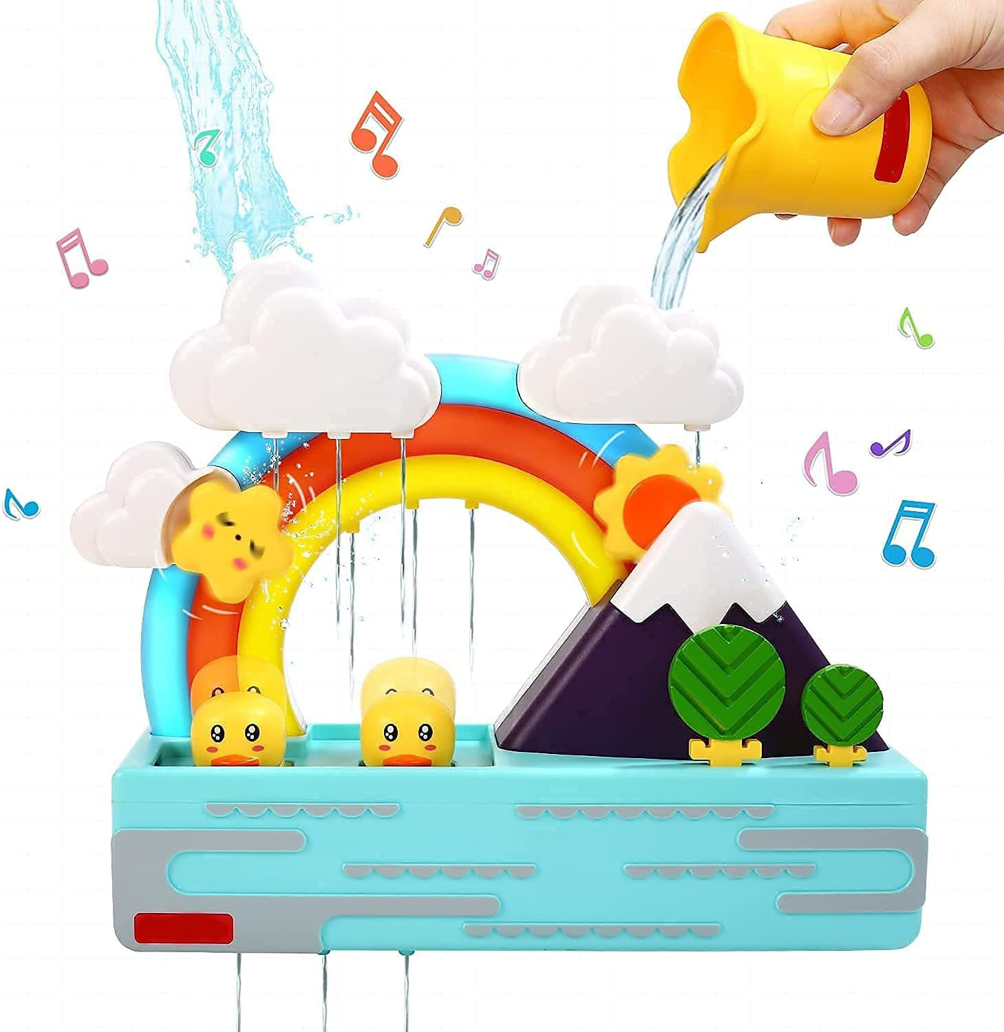 (27-tlg. Set) Badewannen Kinder Spielzeug Interaktives Wasser Spiel mit Musik / Saugnäpfe (Batteriebetrieben) - Enten Rutschbahn