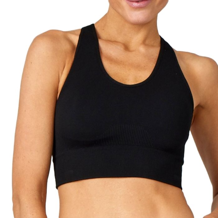 PureLime Dame BH Seamless Rib Bra Top Sort