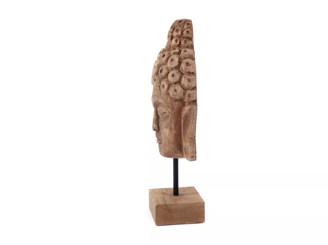 SCULPTURE Buddha Bali Bois de mangue, sur socle couleurs naturelles