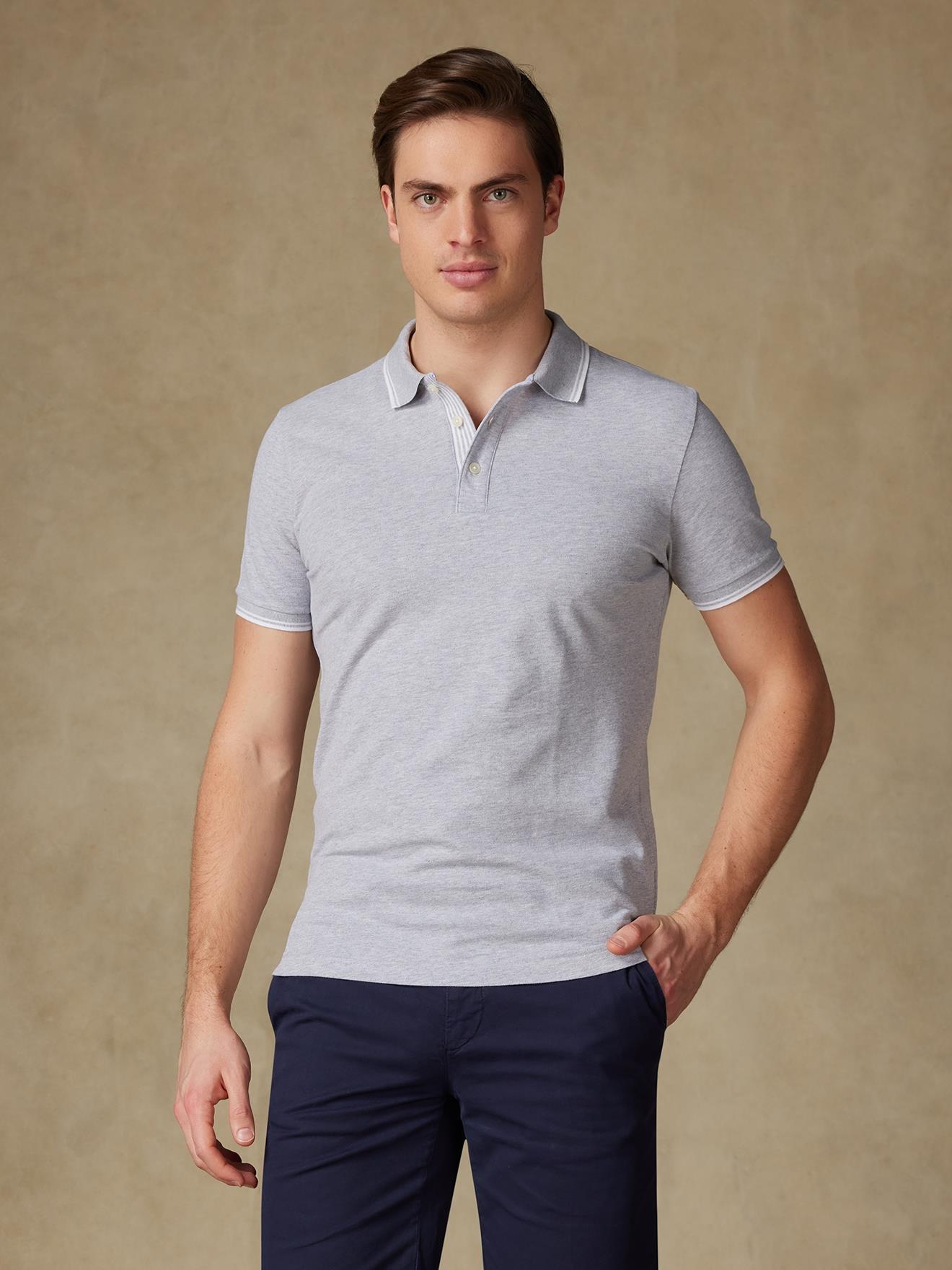 Polo Ray en piqué gris