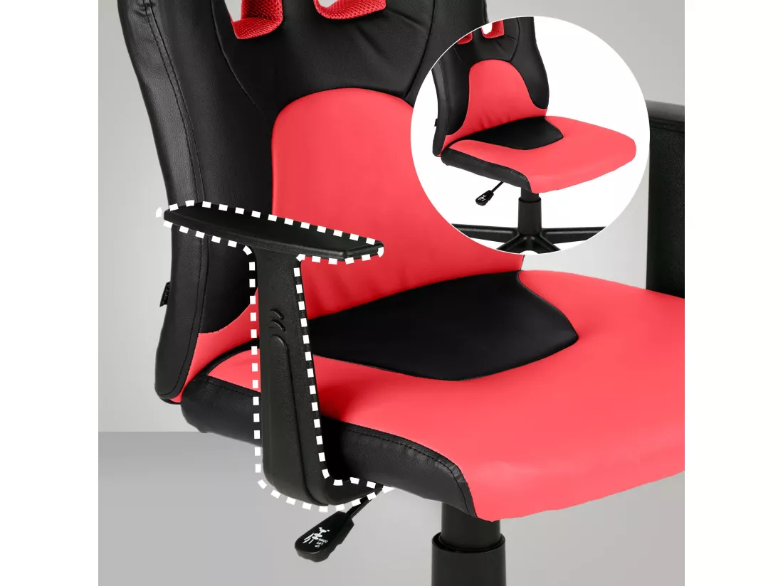 Fauteuil de bureau - Similicuir & Plastique - Noir / Rouge - Fun