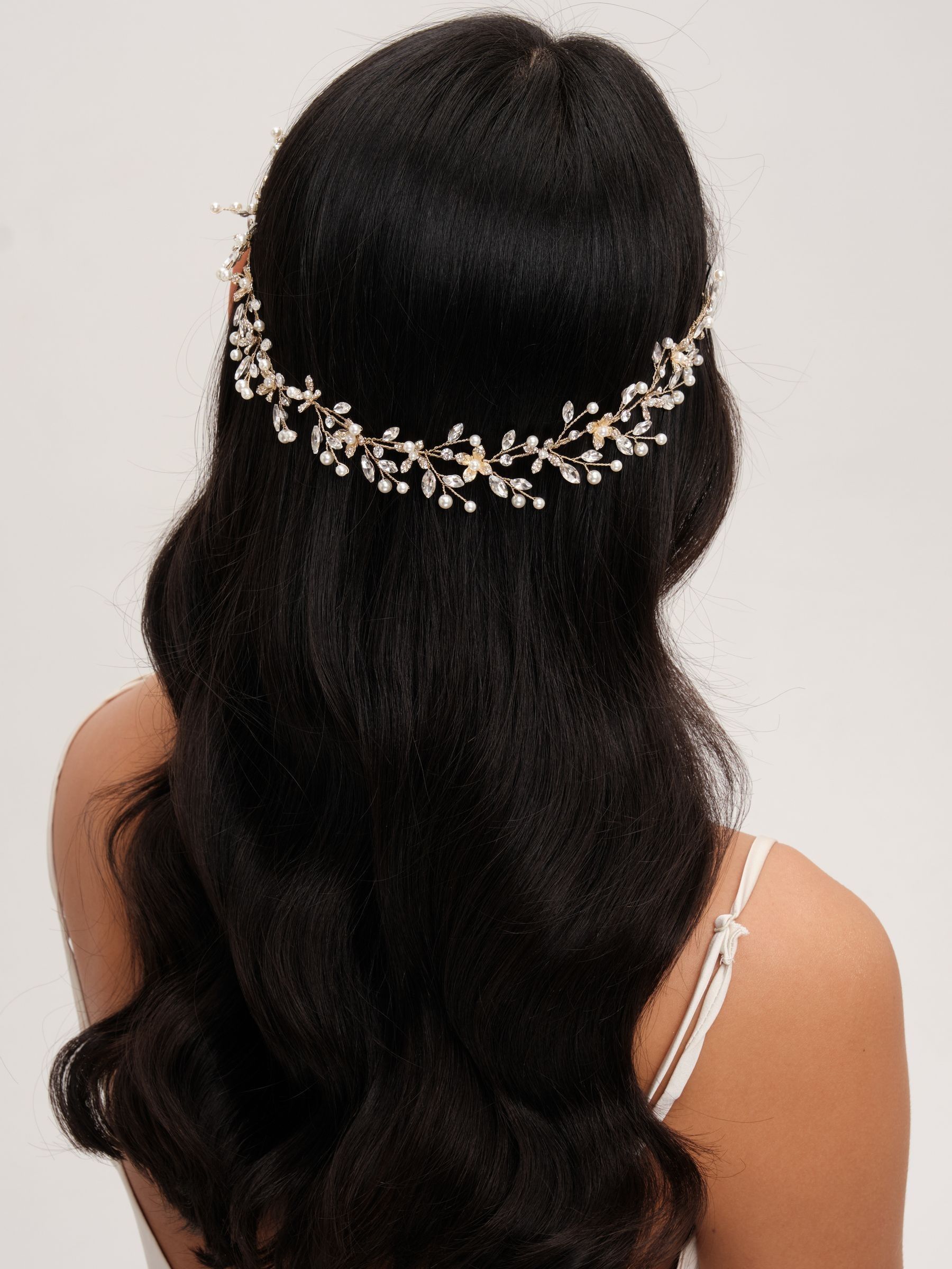 Jon Richard Pearl Crystal Floral Hair Vine